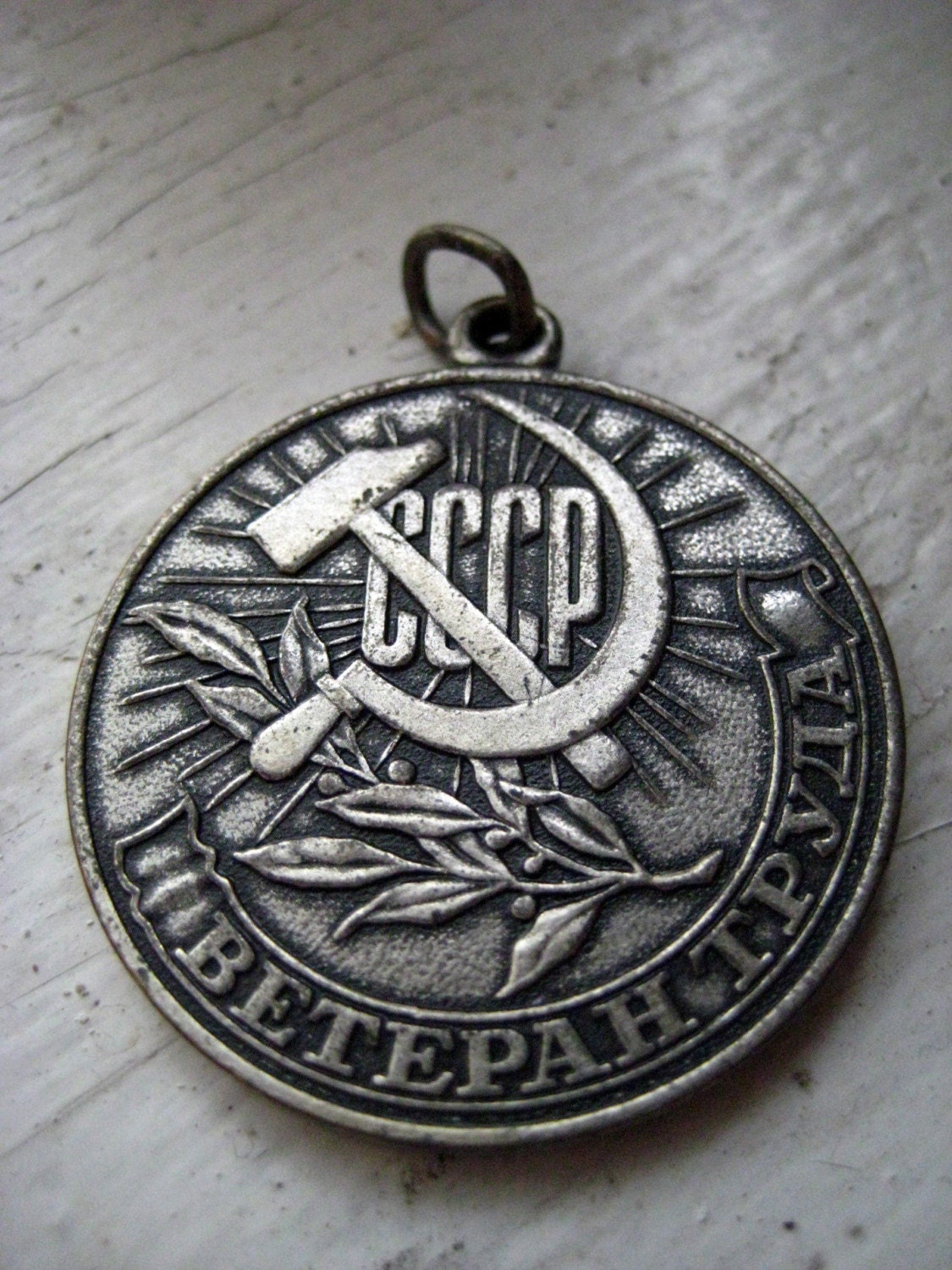 CCCP Soviet Hammer and Sickle Pewter pendant by thesarahshow