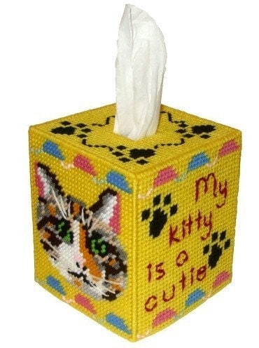Plastic Canvas- Kitty Cat Tissue Topper Plastic-Canvas-Kits.Com