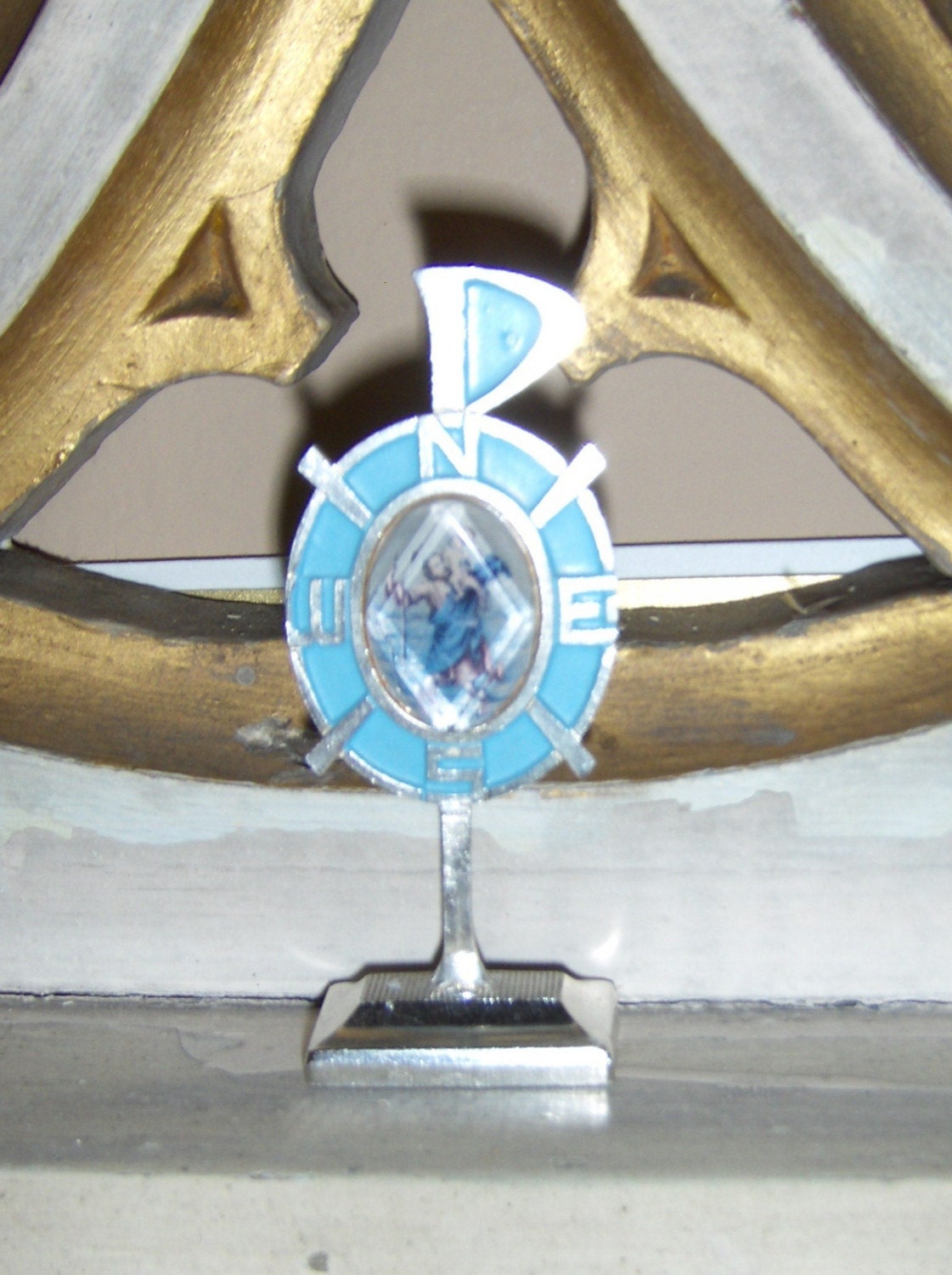 Vintage Car Dashboard Religous Compass St Christopher Patron