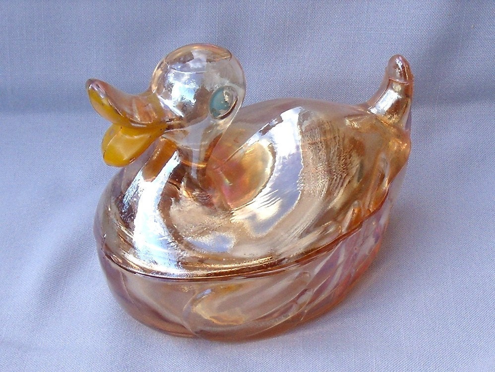 Vintage Carnival Glass Duck Candy Dish