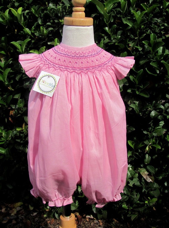 Smocked dress for infants baby girl smocked bubble romper sz