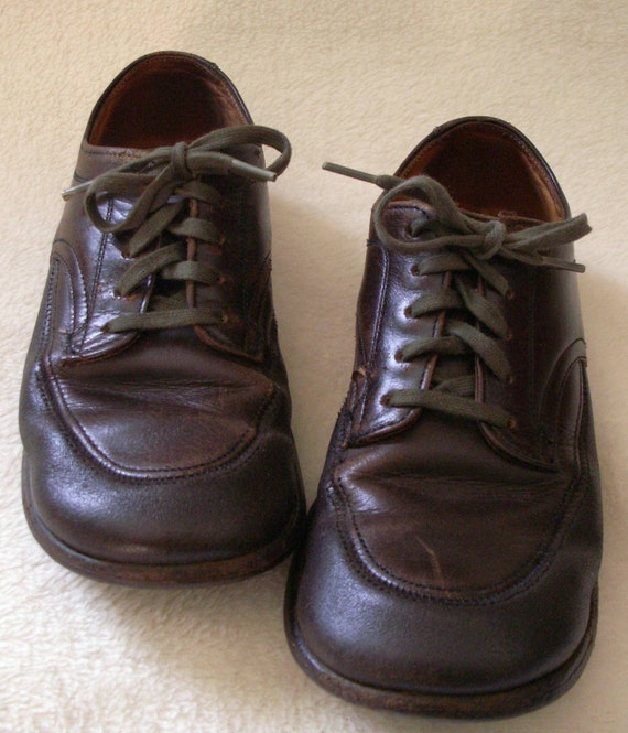 Vintage Boys Childrens Brown Oxford Shoes by Fleet Air Size 11