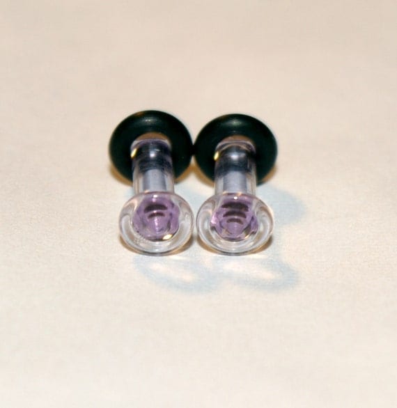 8g Clear PINK Glass ear plugs body JEWELRY 3mm handmade 8