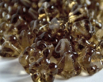 Smoky Topaz Czech Glass 4x6mm Baby Bell Flower - 30