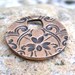 Copper Floral Pattern Pendant, Large Hole, Victorian Pattern, Imprinted design