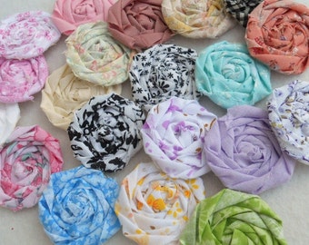 Rolled Roses Fabric Flowers Hairclip Bride Wedding Shower Birthday Bobby Pin Photo Prop French Rosette 1" Scrapbook Handmade Wholesale 20