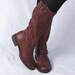 vintage made in mexico FRYE HARNESS nutmeg western cowboy cowgirl biker side buckle campus stacked heel leather womens boots sz 9 new old stock