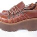 vintage 90s grunge PLATFORM brown saddle brown lace up made in brazil us 6 B