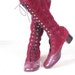 Vintage 1960s MoD 70s GoGo lace up burgundy leather and suede boots sz 9 M