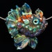 Glass Lampwork Bead Fish - Coral Orange/Turquoise/Green Tropical Fish by Patsy Evins