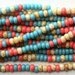 Southwest 8/0 Seed Beads Czech Turquoise Coral Latte Cafe Colors
