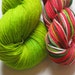 Solid contrast sock yarn to match self striping watermelon yarn - hand dyed light green mini skein