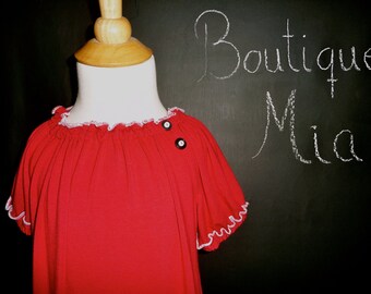SAMPLE - Jersey Peasant Dress - Will fit Size 4T month to 7 yr - by Boutique Mia and More - Ready To Ship
