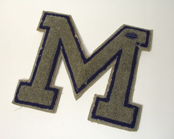 Vintage Letter Jacket Initial M Football by RuffByMargo on Etsy