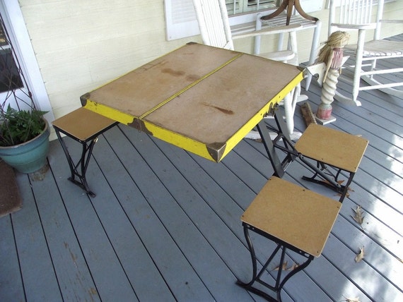 Vintage Folding Table &amp; Chair Set by Handy Company Picnic