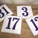 Metal 2 sided Number signs Blue White 8 inches typography
