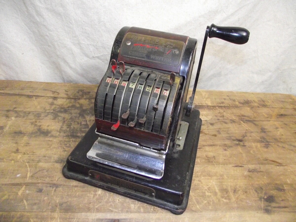 Vintage Check Writing Machine Industrial Office by RuffByMargo