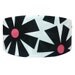 Black White Red Retro Floral Wide Headband