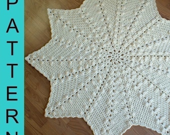 Instant Download: Crochet Pattern - 9-pointed Popcorn Round Ripple Afghan