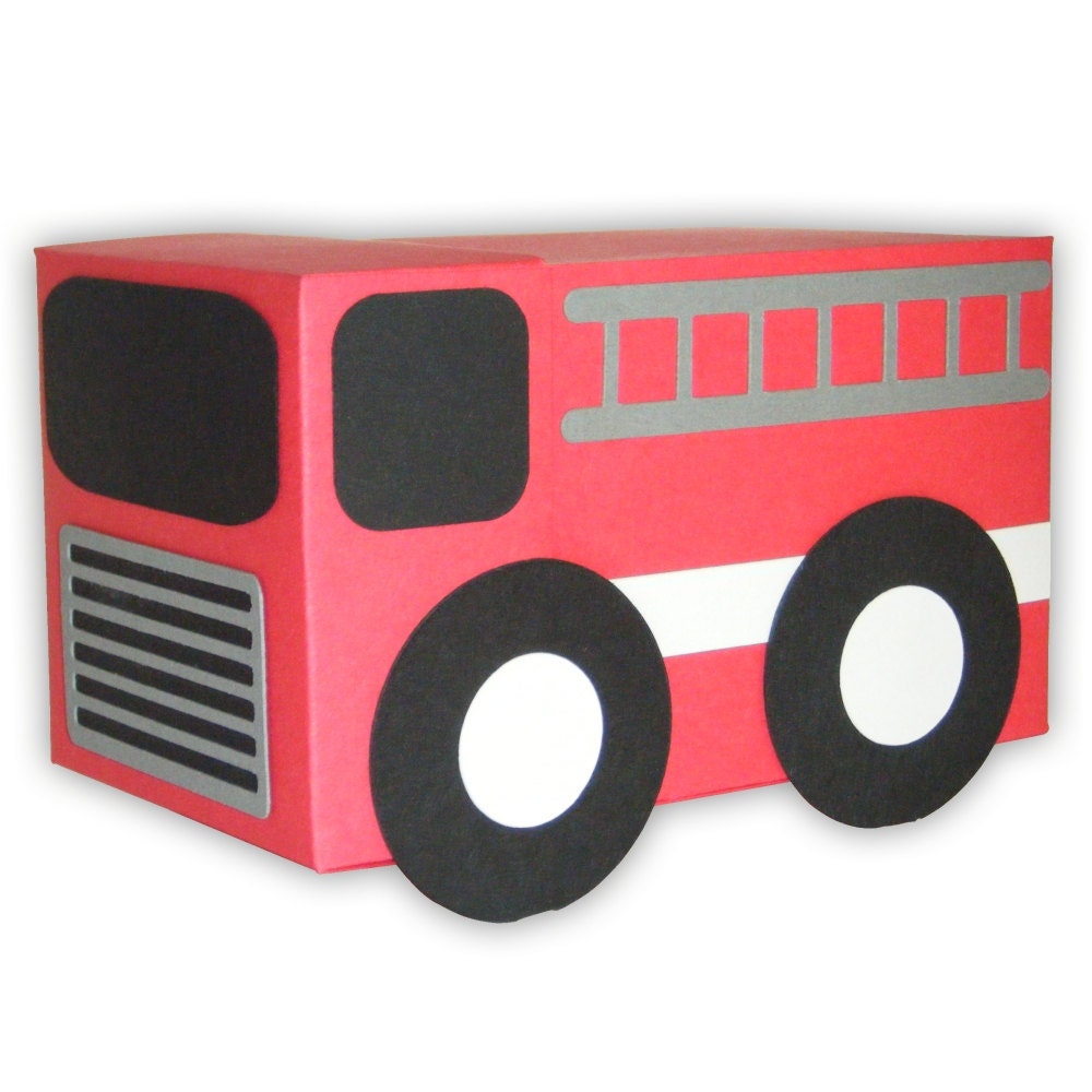  Fire  Truck  Gift Box Favor Printable Color Template  Digital PDF