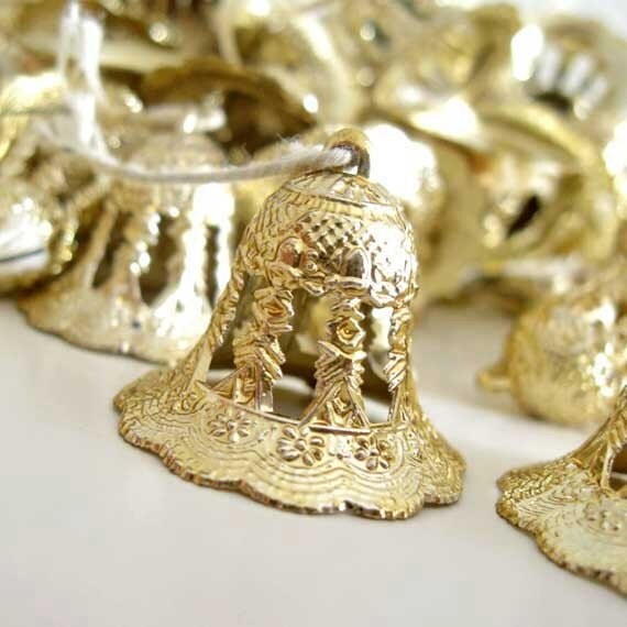 28 vintage christmas bell ornaments gold colored craft lot 28 vintage christmas bell ornaments gold colored craft lot