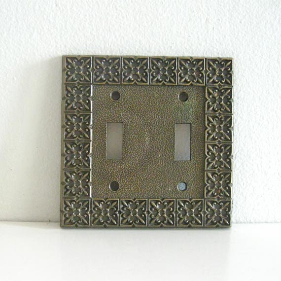 Vintage Light Switch Cover Plate Brass Double by ModandMint