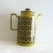 Vintage Teapot Mid Century Mod Deco Olive Green Ceramic