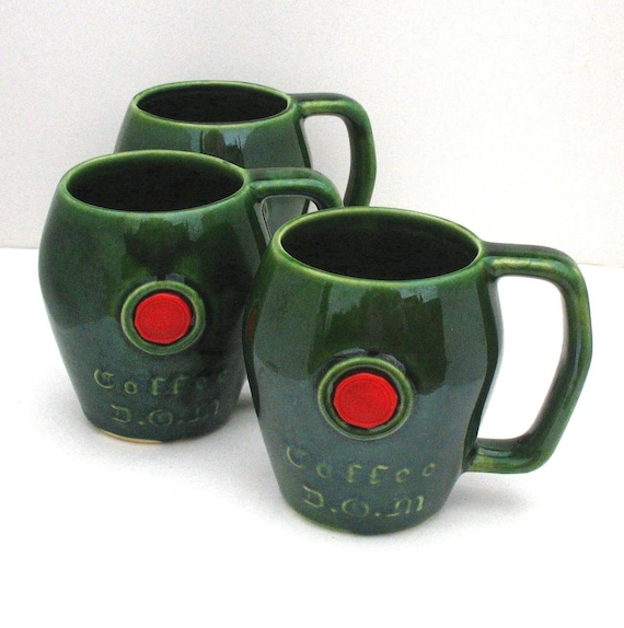 McCoy Green Coffee Mugs Coffee DOM Vintage Cups by DeesDragonsDen