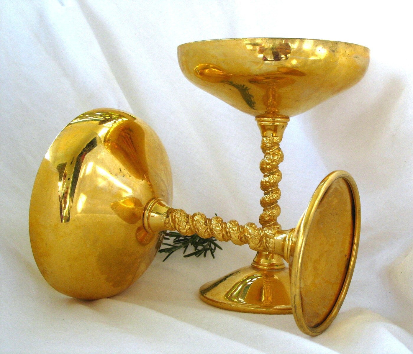 Vintage Falstaff Gold Plated Goblets Champagne Wine Glasses