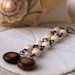 Long Milky Topaz Coin Bead Earrings with Cream Melon Beads