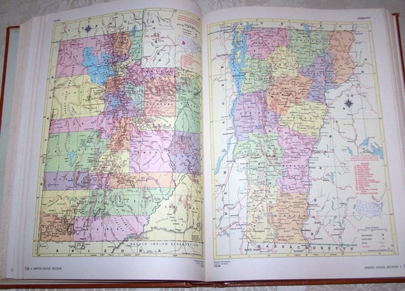 Vintage Leather Bound MAP Book World Atlas C.S. Hammond