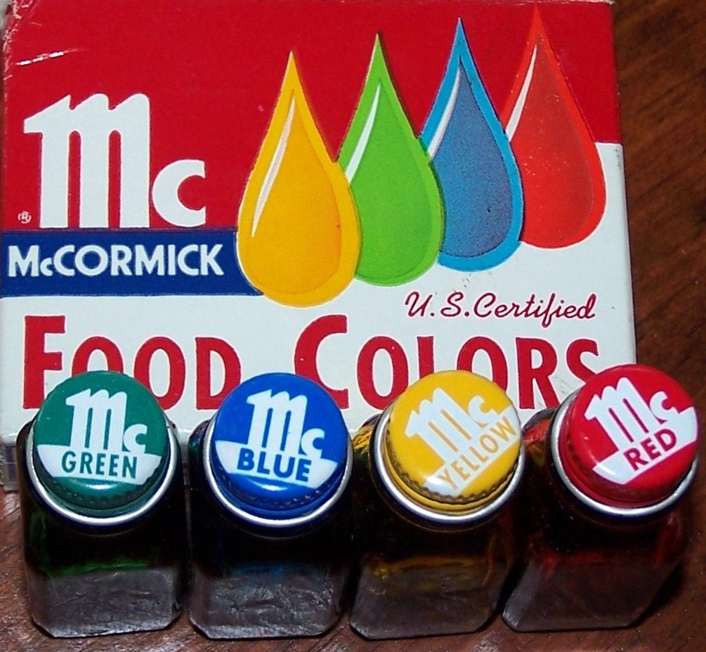 Vintage Food Color Bottles McCormick with the original box