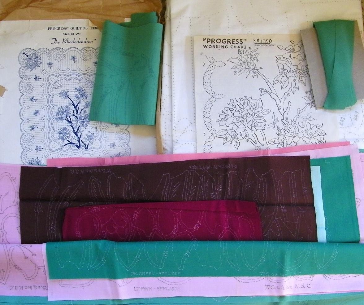Vintage QUILT Kit for making Progress The Rhododendron QUILT