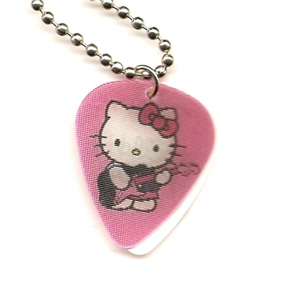 Hello Kitty double sided guitar pick necklace