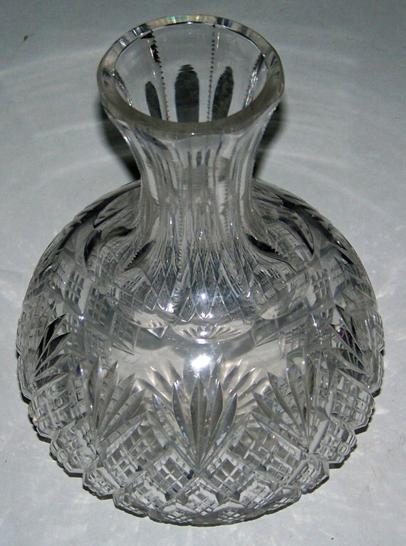 Items similar to Vintage Pineapple Cut Glass Vase on Etsy