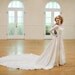 Stunning liquid satin 1940s wedding gown size small 40s candlelight cathetral train pearls