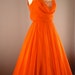 Glorious bright orange ball gown size medium Miss Elliette sheer chiffon sequins full length