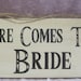 Rustic Wedding Here Comes the Bride Just Married Sign Double Sided Ring Bearer Flowergirl Photo Prop