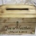 Large Rustic Wedding Card Box Keepsake Chest Woodburned Natural Wood Personalized Custom Wood