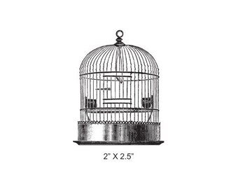 Vintage Bird Cage Rubber Stamp 468