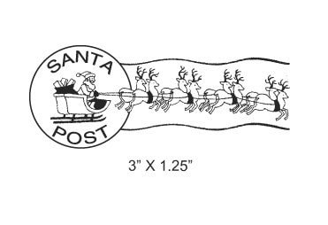Santas Sleigh and Reindeer Postmark Mail Art Rubber Stamp 309