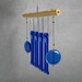 Twinned Blue Glass Wind Chime with Bamboo