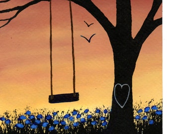 Valentine Heart LOVE Folk Art PRINT Todd Young painting