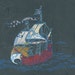 Sailing Ship IV - Block Print with Mixed Papers
