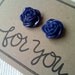 1 pair of 13mm glossy dark blue navy rose earrings jewelry gift wedding