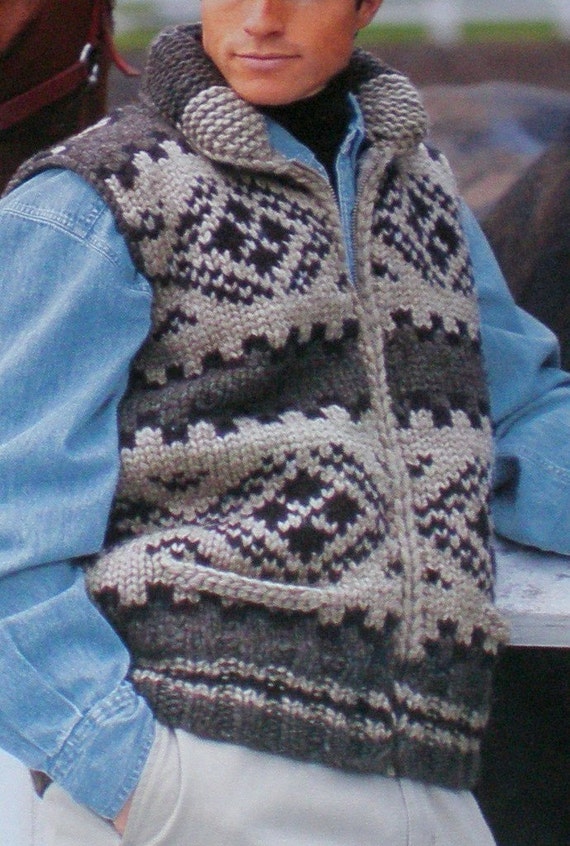 Cowichan SWEATER Vest Knittting Pattern Outdoors Adult from