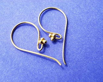 Two Pairs, 24kt karat Gold Vermeil French Earwire with Triple Balls, 25x11MM