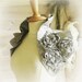 Victoriana Wrap - Silver Dupioni Raw Silk Wrap Ruffled Pleated Wedding Shrug with Handmade Corsage Flower Detail
