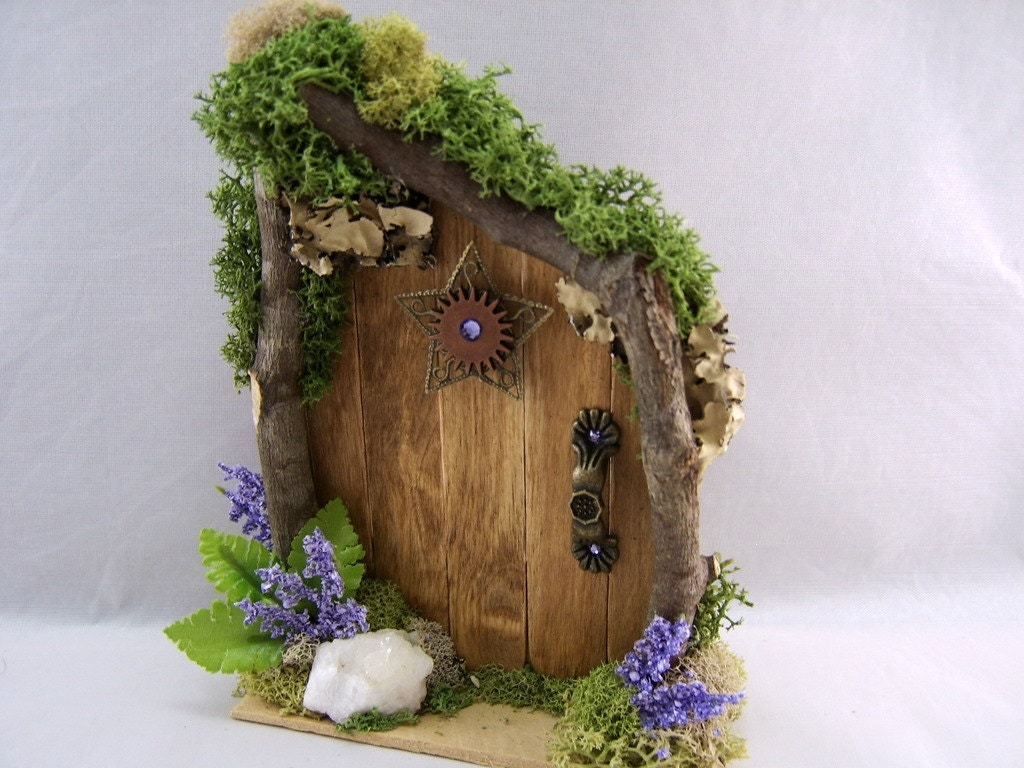 Wooden Fairy Door with Twig Framing