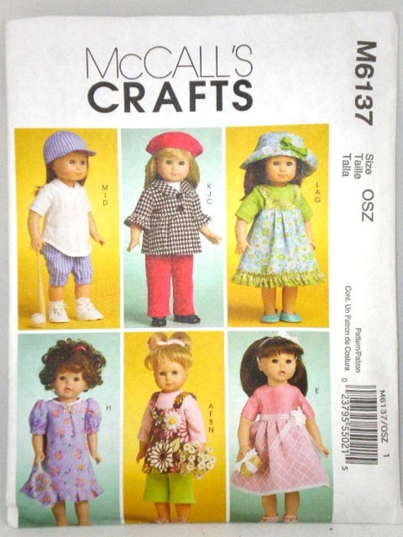 AMERICAN GIRL Doll Clothes Pattern McCalls 6137 Modern Look